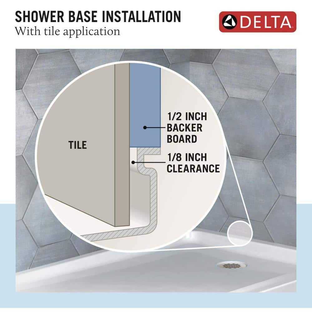 Delta Classic 500 48 in. L X 34 in. W Alcove Shower Pan Base with Center Drain - Image 2