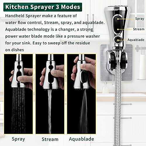 CECEFIN Kitchen Faucet Hose Attachment Sink Sprayer Replacement Head with 6.5 Ft Stainless Steel Hose - Image 3