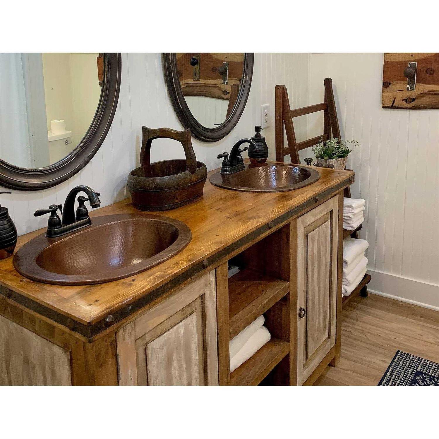 Sinkology Seville Copper Oval Drop-In Bathroom Sink with Overflow - Image 3