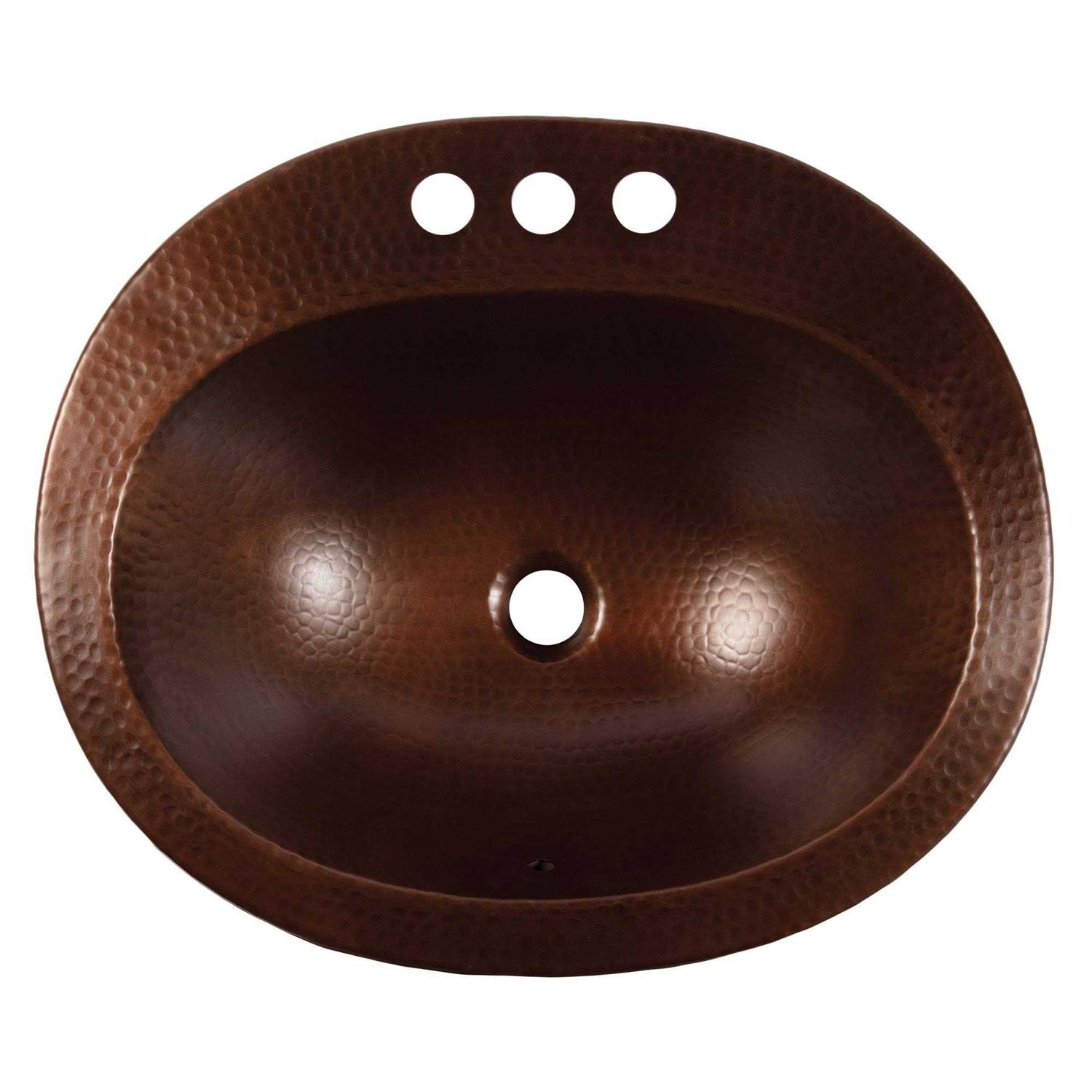 Sinkology Seville Copper Oval Drop-In Bathroom Sink with Overflow - Image 5