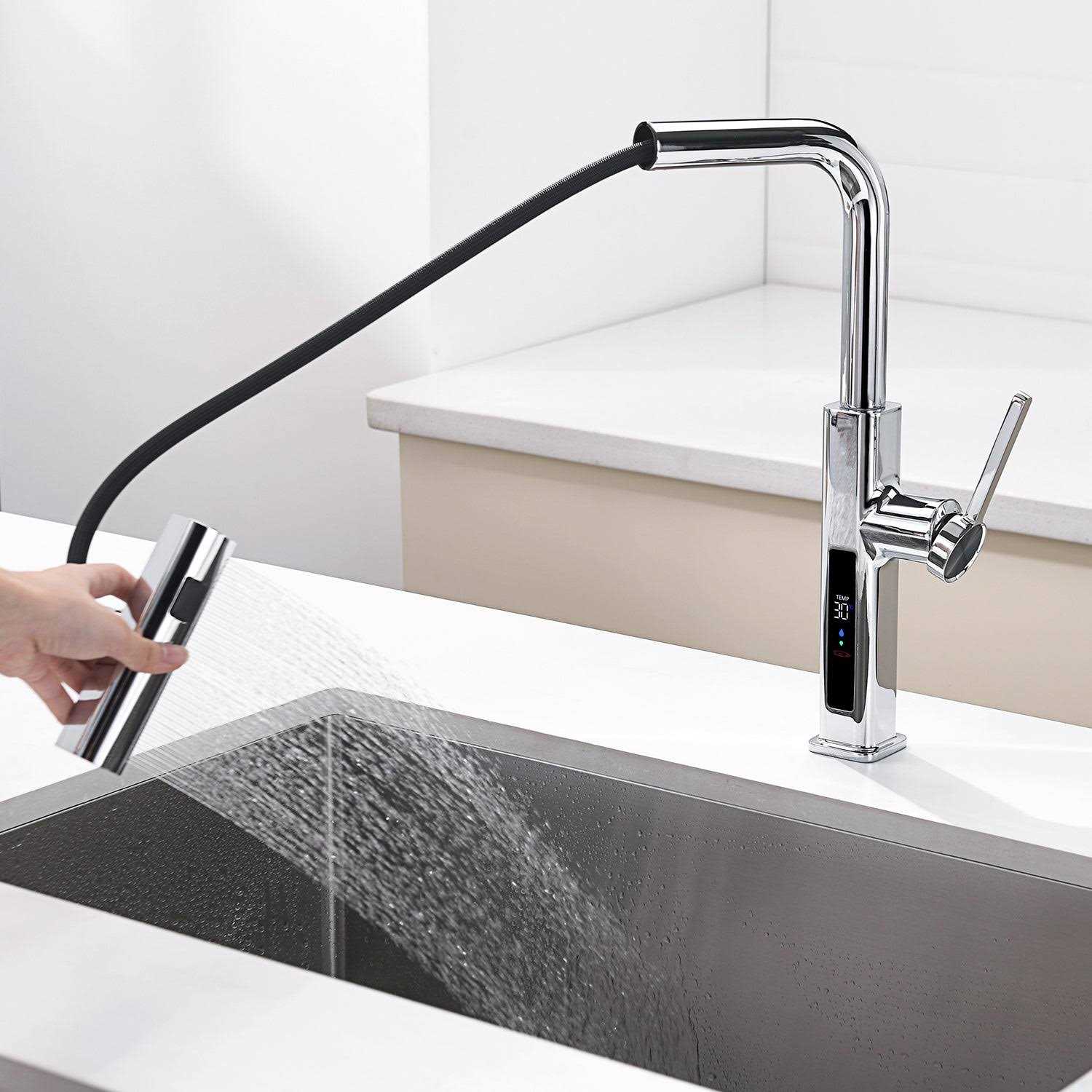 Smart Waterfall Kitchen Faucet with Temperature Display - Image 5