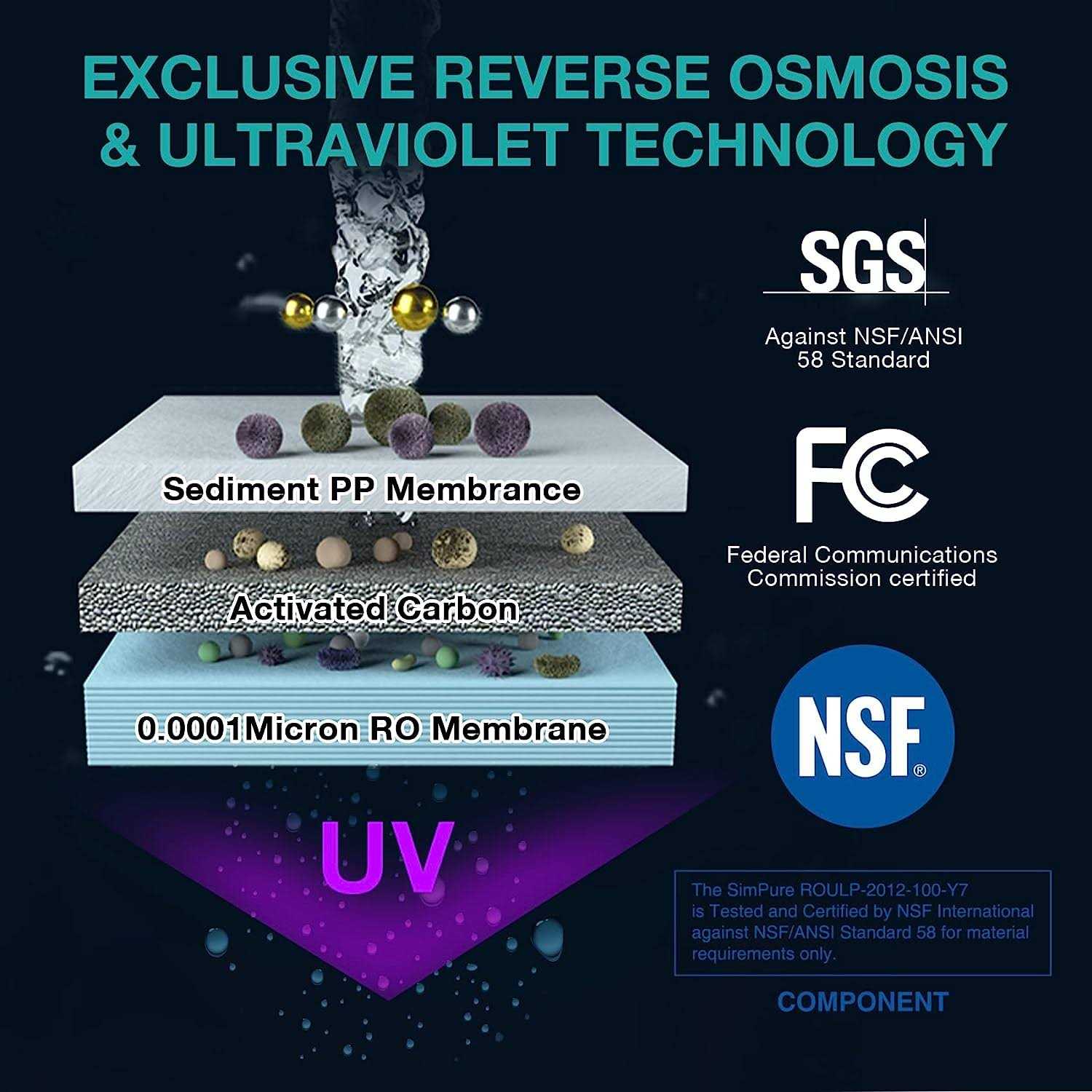 SimPure Y7P-BW UV Countertop Reverse Osmosis Water Filtration Purification System - Image 5