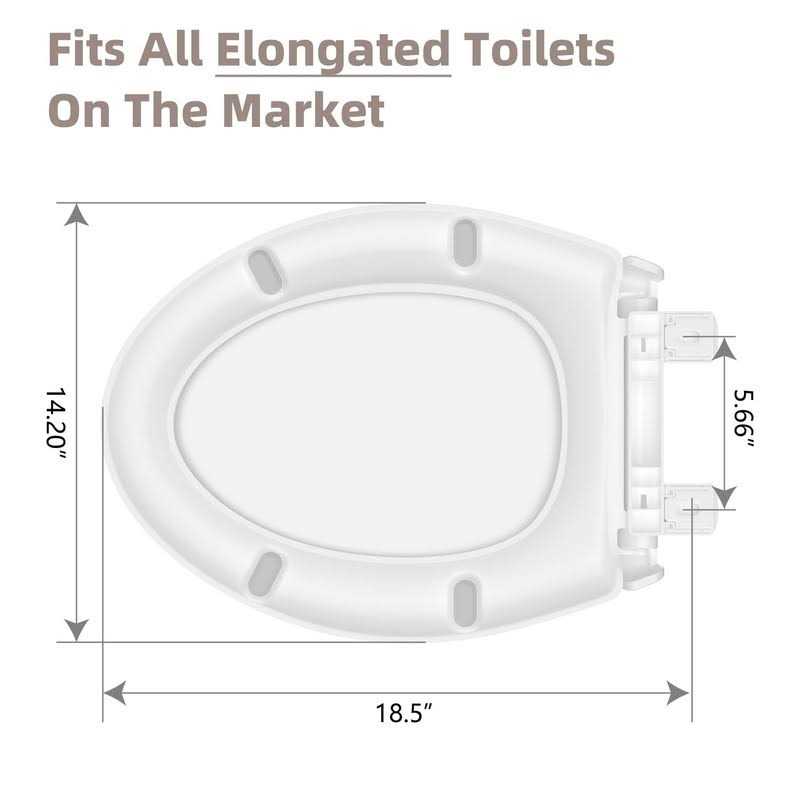 CcBello Elongated Toilet Seat Quick-Release Hinges Slow Close - Image 4