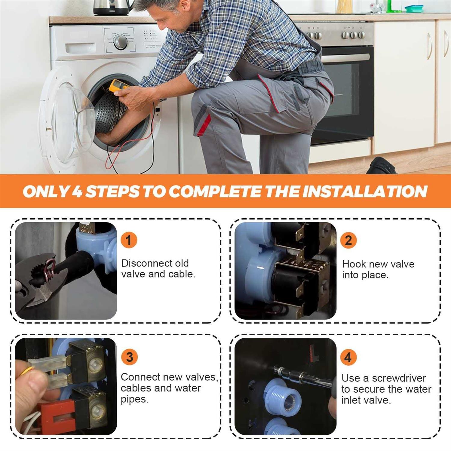 Upgrade 285805 Washer Water Inlet Valve Kit with Mounting Bracket by Beaquicy - Image 4