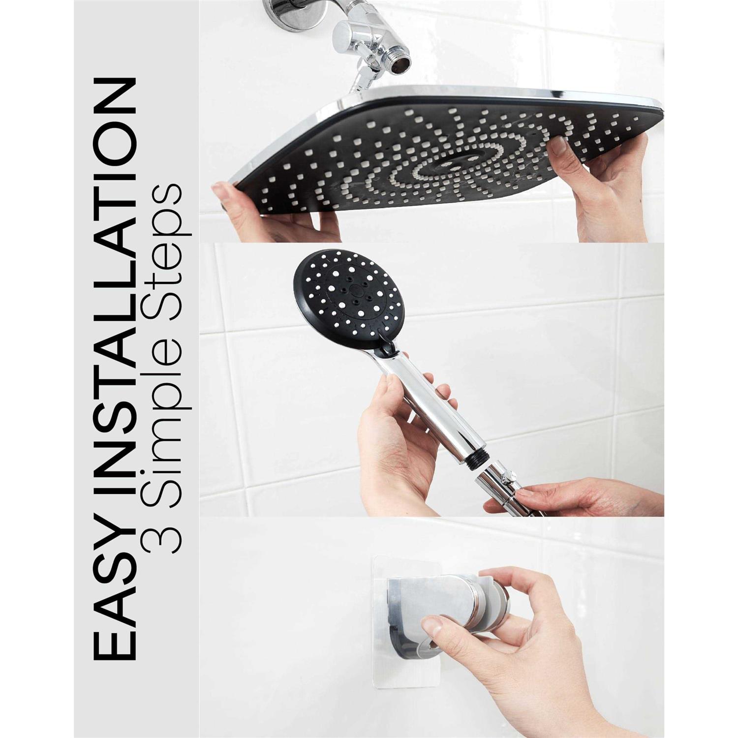 Veken 12 inch High Pressure Rain Shower Head-Shower Heads with 5 Modes Handheld Spray Combo - Image 2