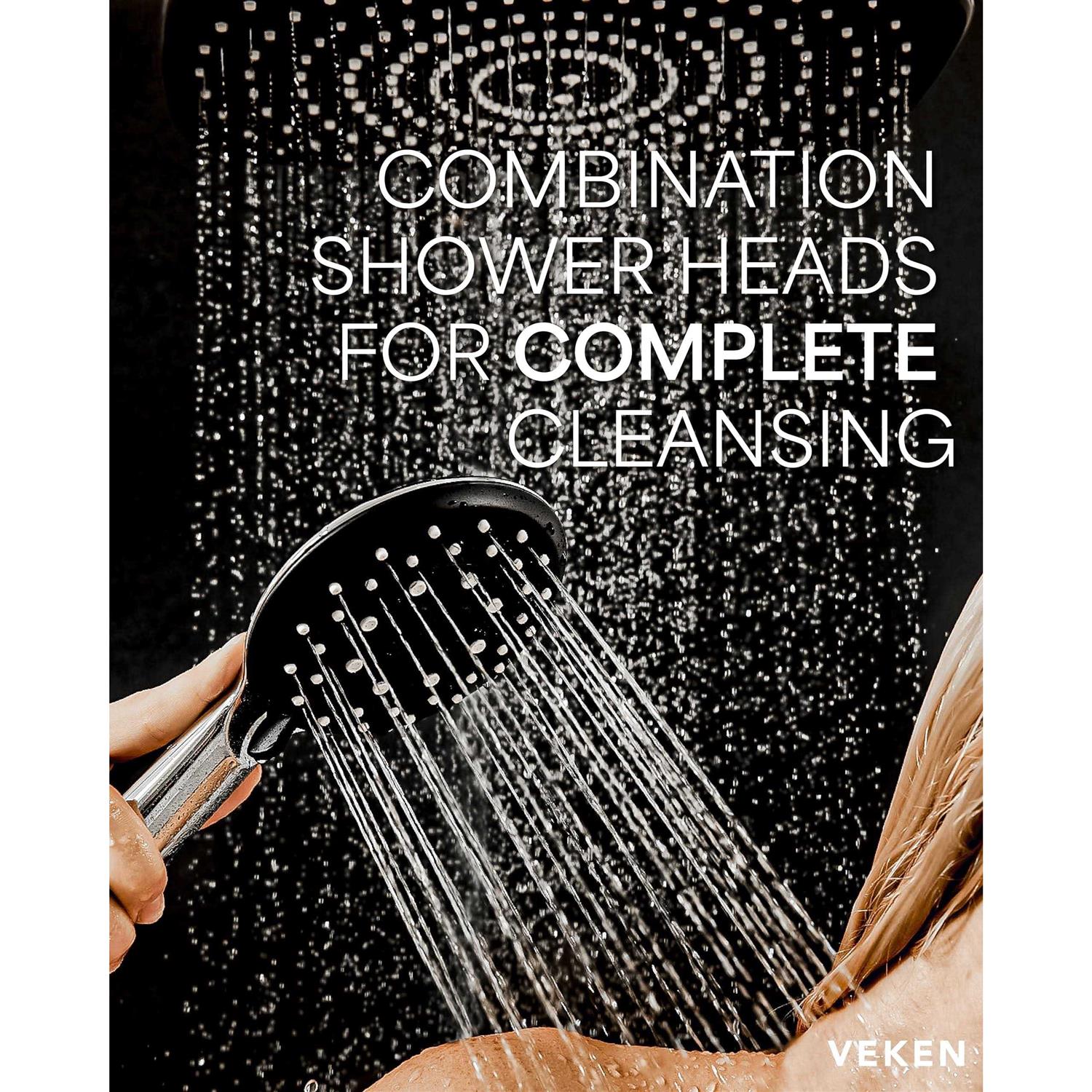 Veken 12 inch High Pressure Rain Shower Head-Shower Heads with 5 Modes Handheld Spray Combo - Image 4