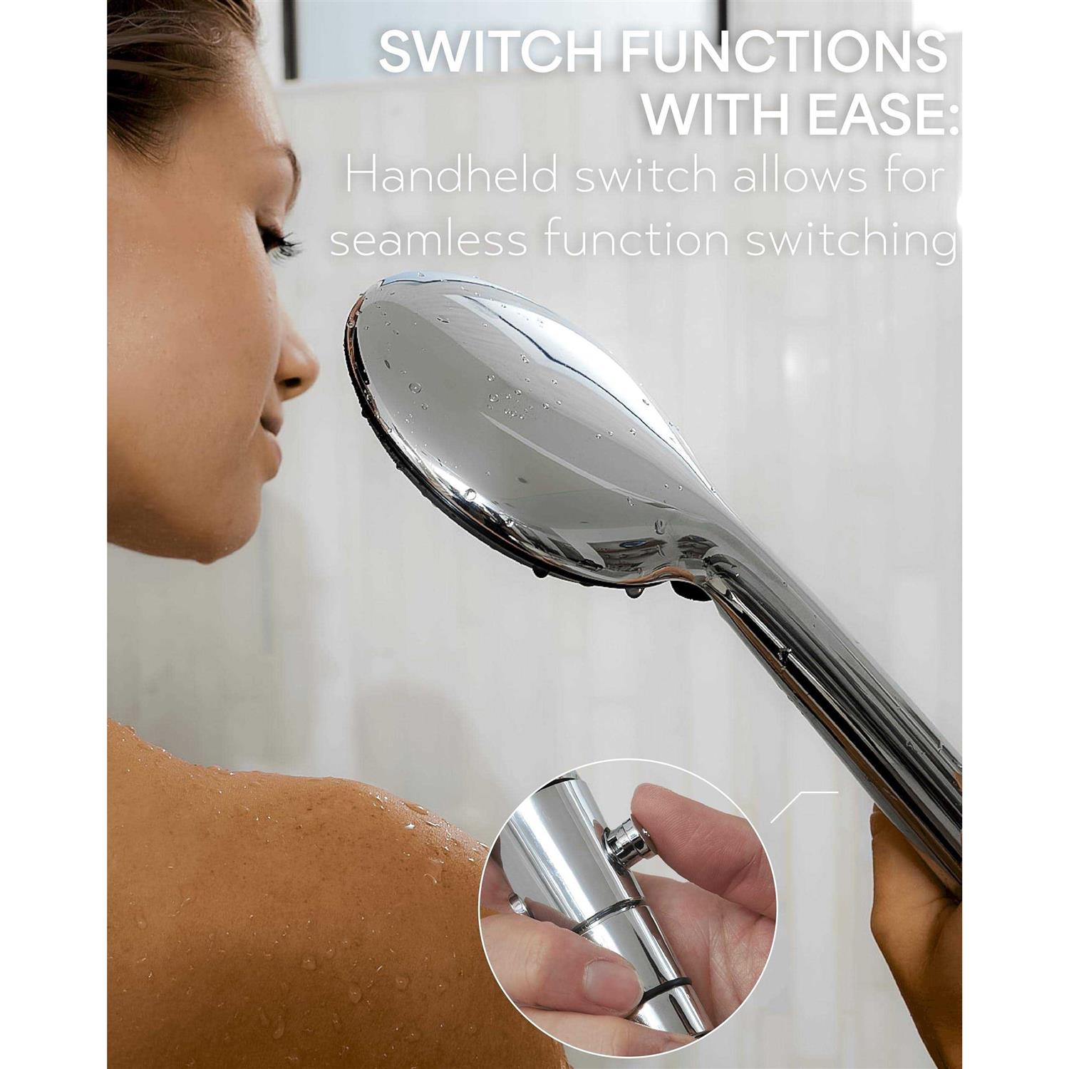 Veken 12 inch High Pressure Rain Shower Head-Shower Heads with 5 Modes Handheld Spray Combo - Image 5