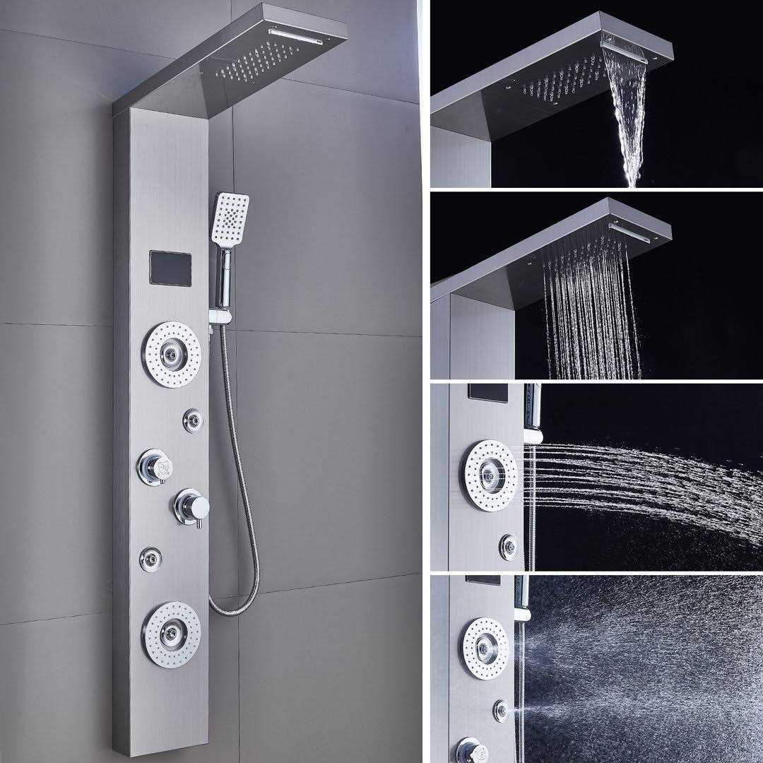 ELLO&ALLO 52 in. 6-Jet Shower Tower System with LED Rainfall Waterfall Shower Head Handshower - Image 3