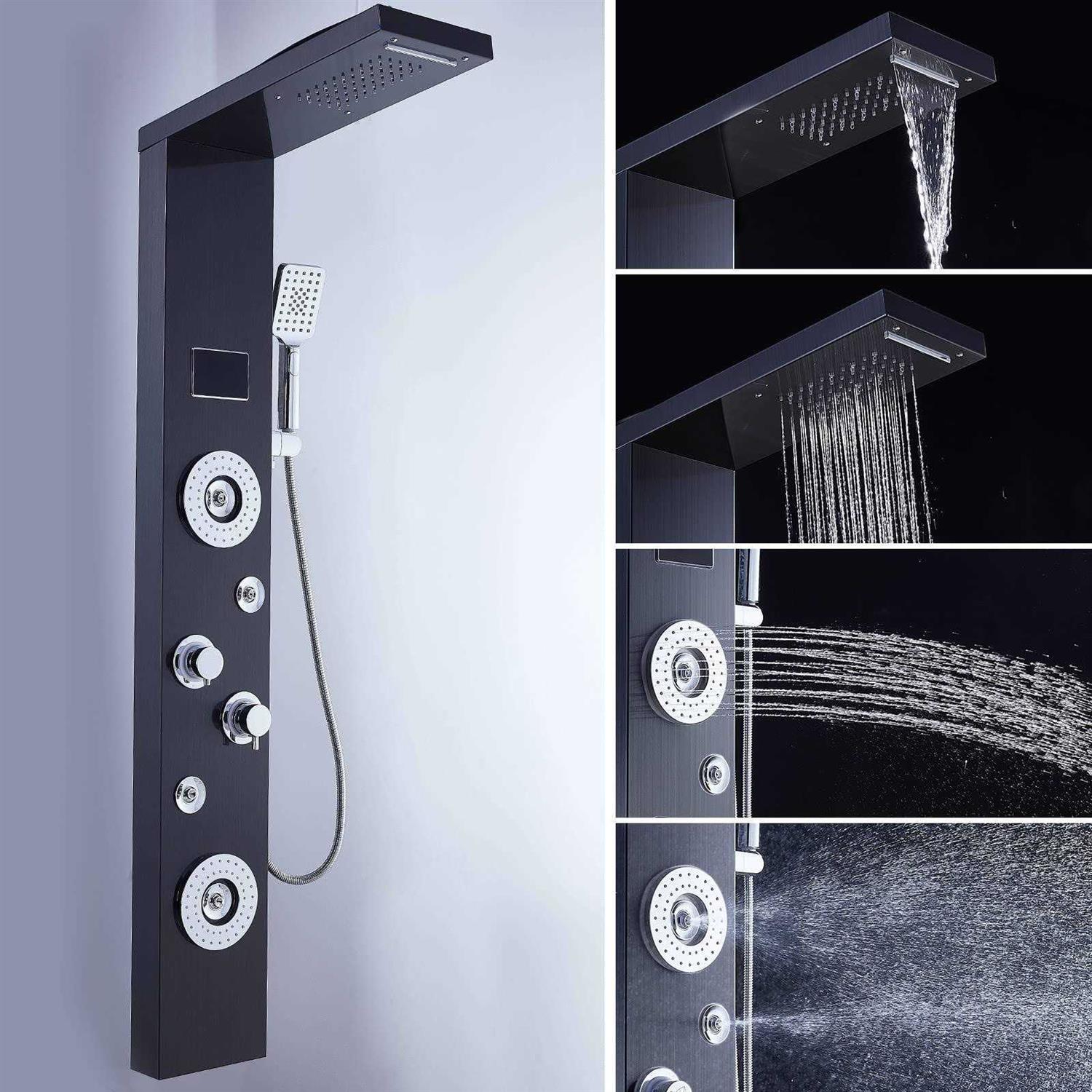 ELLO&ALLO 52 in. 6-Jet Shower Tower System with LED Rainfall Waterfall Shower Head Handshower - Image 4