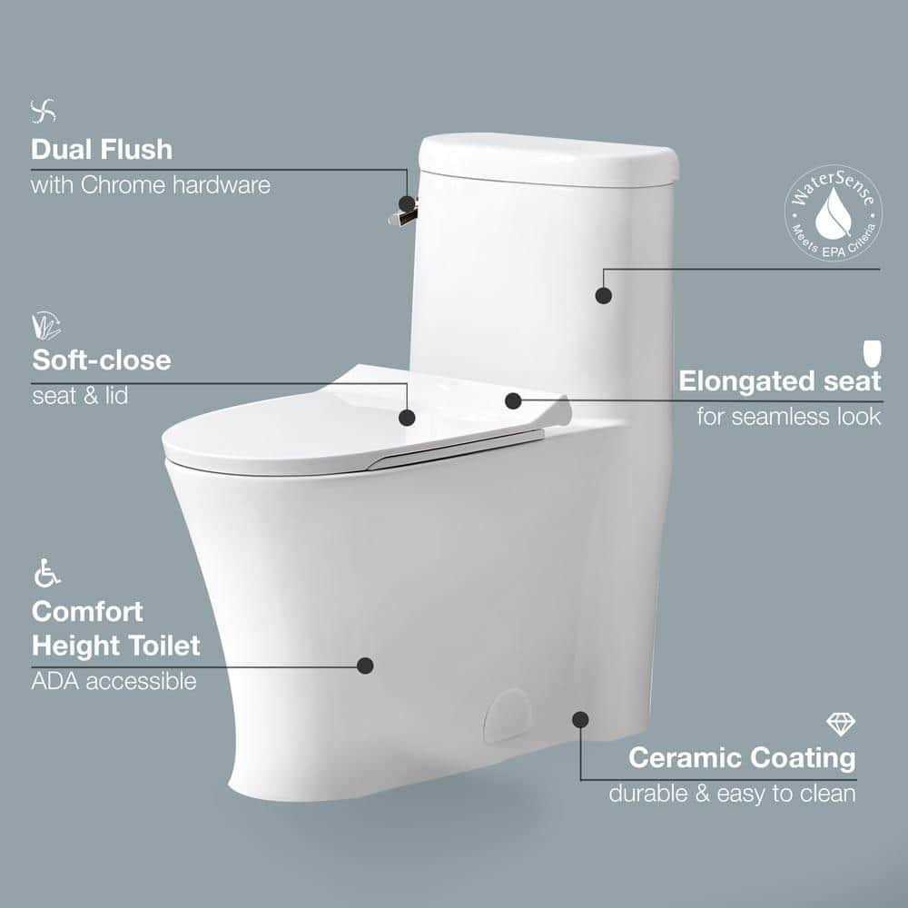 Glacier Bay Hartridge 1-Piece 1.0/1.6 GPF Dual Flush Elongated Toilet - Image 4