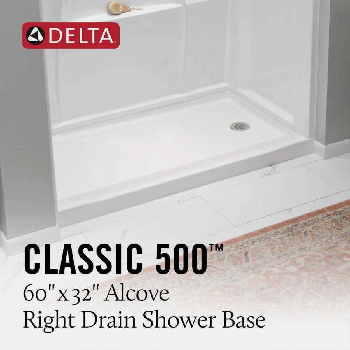 Delta Classic 500 60 in. x 32 in. Right Drain Shower Pan - Image 4