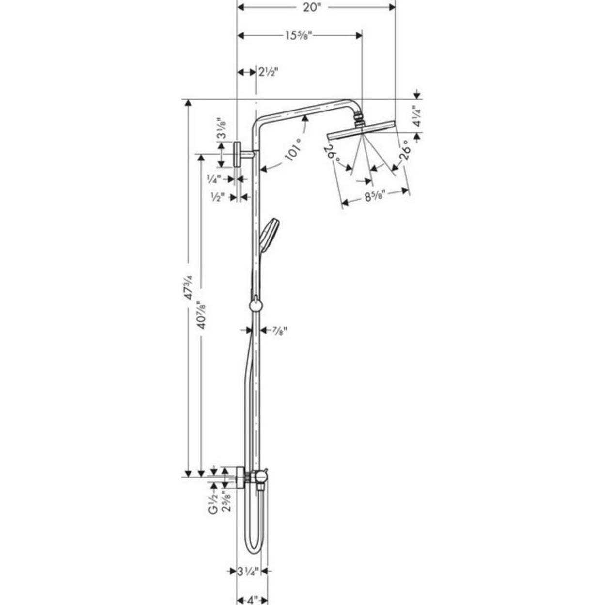 Hansgrohe 27185001 Croma 220 Showerpipe - Image 2