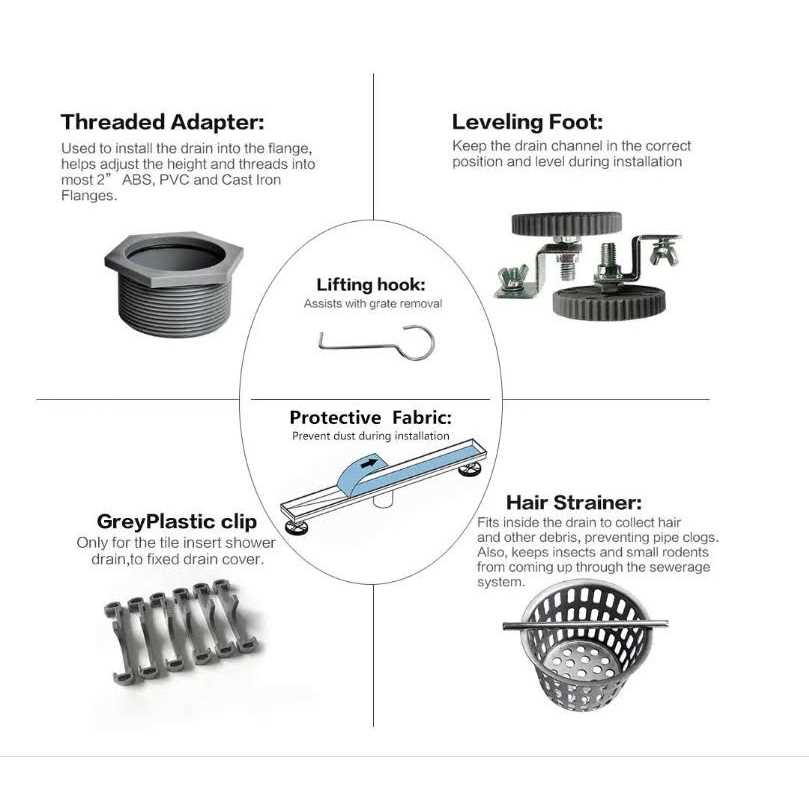 Neodrain Linear Shower Drain with Tile Insert Grate,Professional Brushed 304 Stainless Steel Rectangle Shower Floor Drai - Image 3