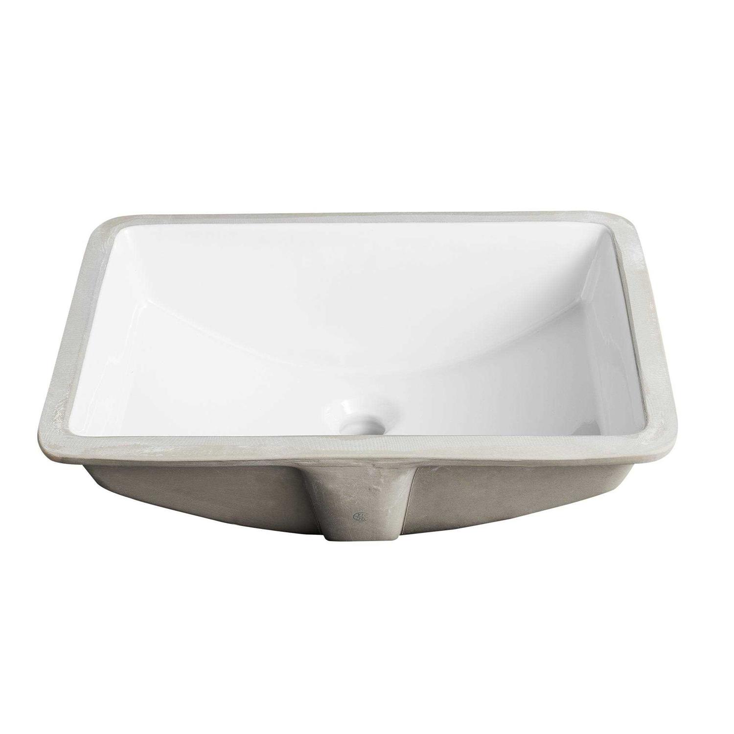 DeerValley DV-1U101 Glazed Ceramic Rectangular Undermount Bathroom Sink with Overflow