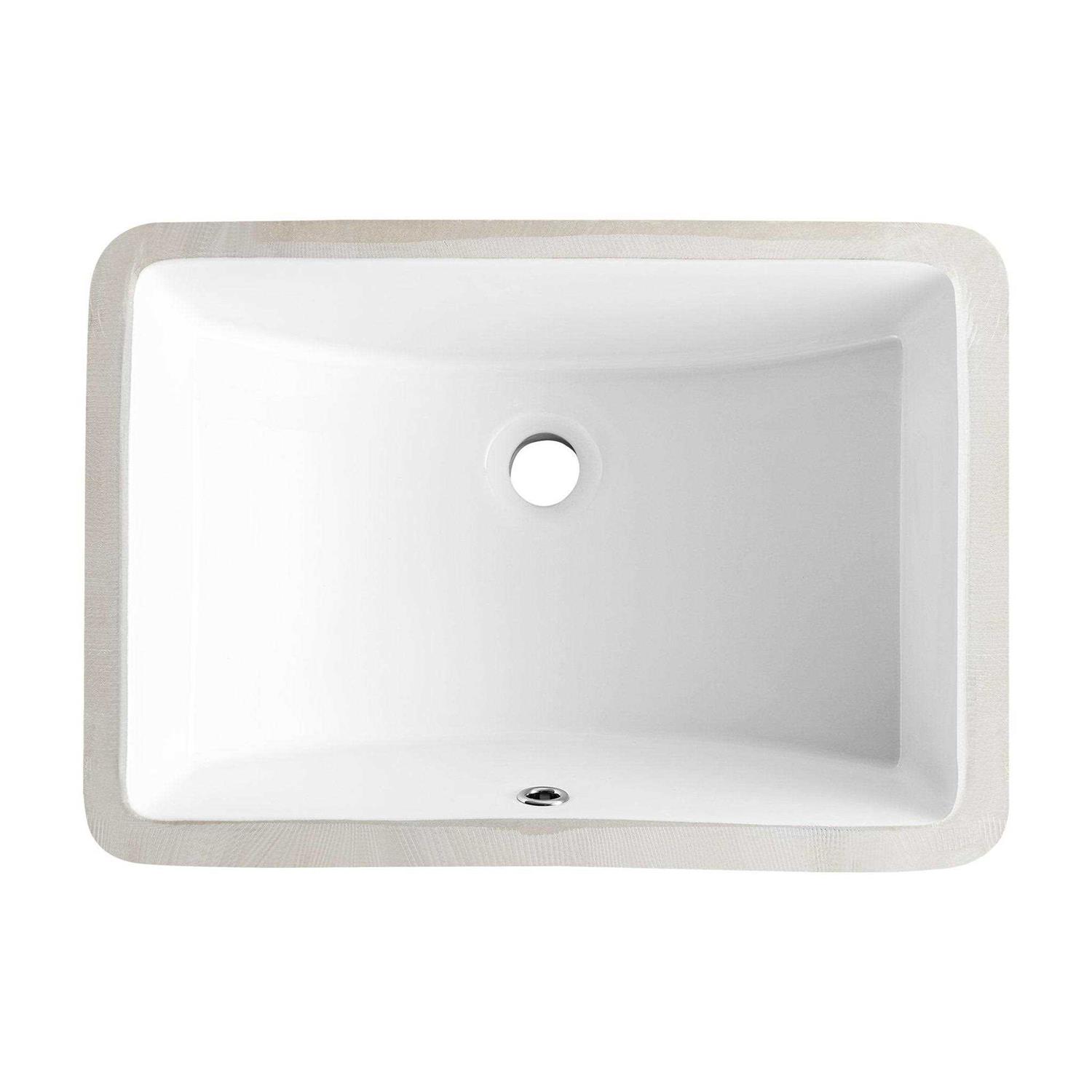 DeerValley DV-1U101 Glazed Ceramic Rectangular Undermount Bathroom Sink with Overflow - Image 2