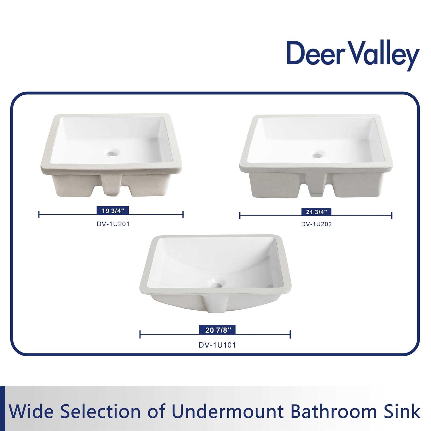 DeerValley DV-1U101 Glazed Ceramic Rectangular Undermount Bathroom Sink with Overflow - Image 4