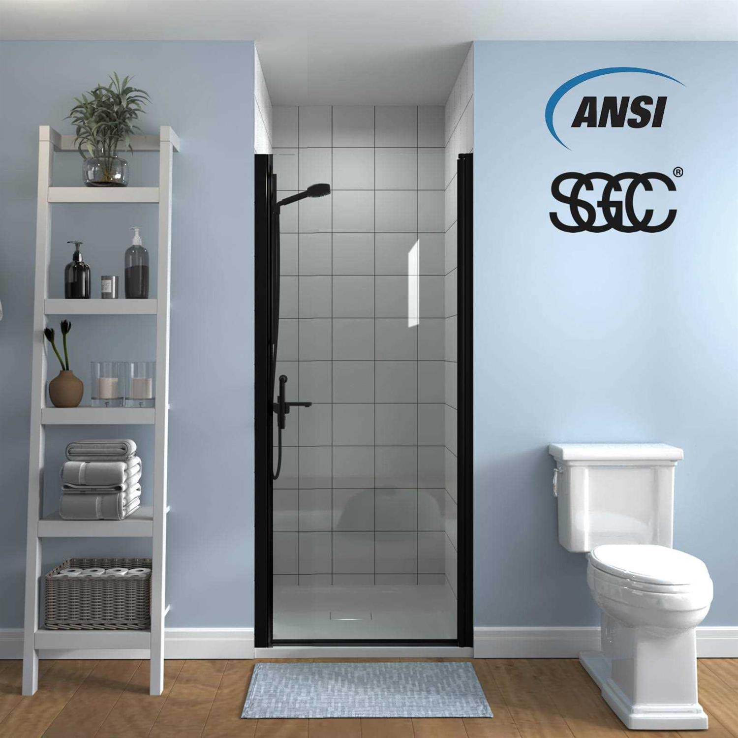 Exbrite 72 in.H Pivot Frameless Shower Door,1/4 in. Clear Glass Pivot Swing Shower Doors - Image 2