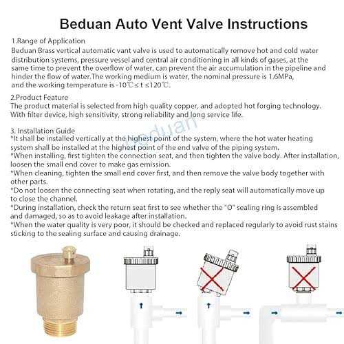 Beduan Brass 10500-VE Automatic Float Valve Male Thread Air Release Valve Air Bleeder Valve Vent Valve - Image 3