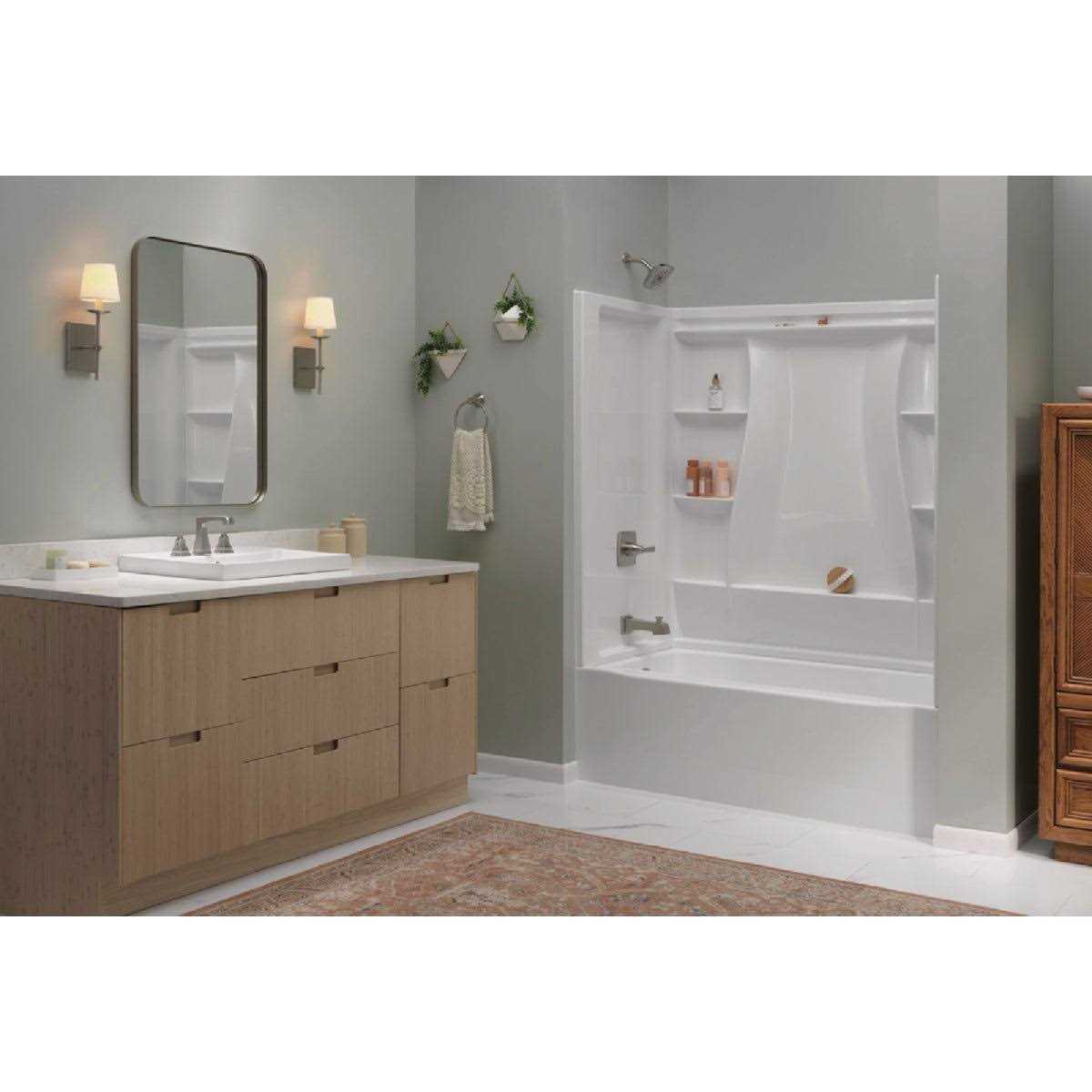 Delta Classic 500 61-1/4 in. H x 32 in. W x 60 in. L White Bathtub Wall - Image 2