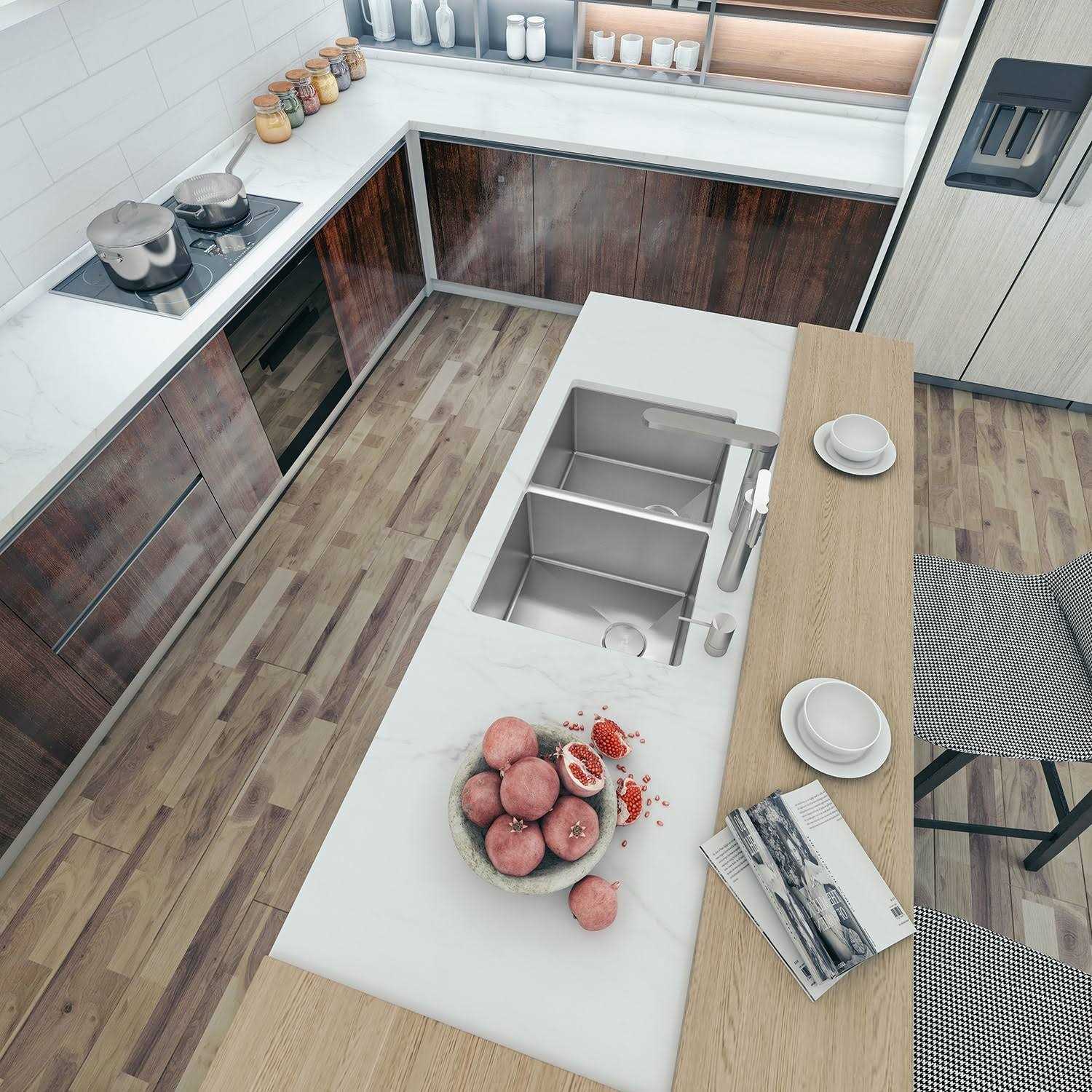 Sinber 32 x 19 x 10 Undermount Double Bowl Kitchen Sink Gauge 304 Stainless Steel - Image 4