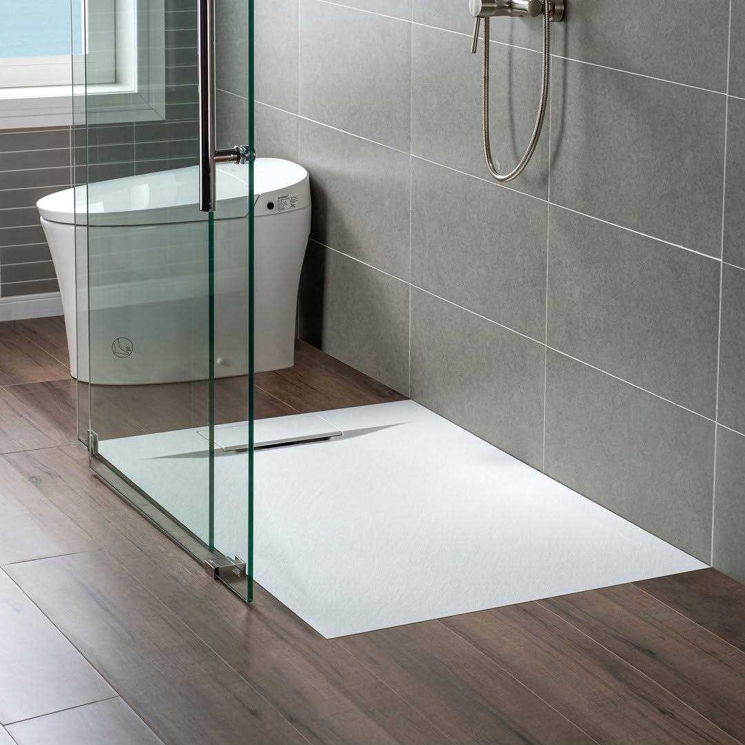 WoodBridge 48 in. L x 36 in. W Alcove Zero Threshold Shower Pan Base with Left/Right Drain SUS-WH-4836 - Image 3