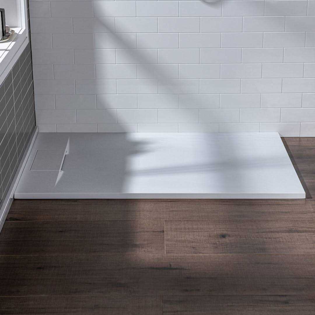 WoodBridge 48 in. L x 36 in. W Alcove Zero Threshold Shower Pan Base with Left/Right Drain SUS-WH-4836 - Image 4