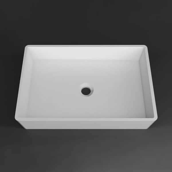 White Solid Surface Rectangular Vessel Sink/Molded Rectangular Vessel Bathroom Sink - Image 3
