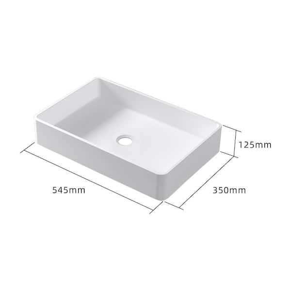 White Solid Surface Rectangular Vessel Sink/Molded Rectangular Vessel Bathroom Sink - Image 4