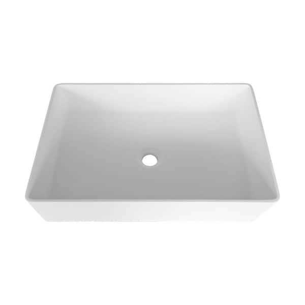 White Solid Surface Rectangular Vessel Sink/Molded Rectangular Vessel Bathroom Sink - Image 5