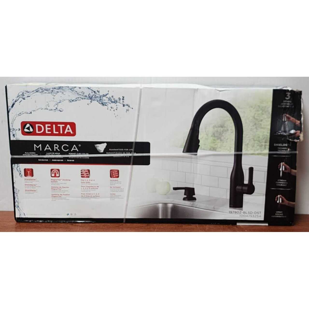 Delta Marca One Handle Matte Black Pull-Down Kitchen Faucet - Image 2