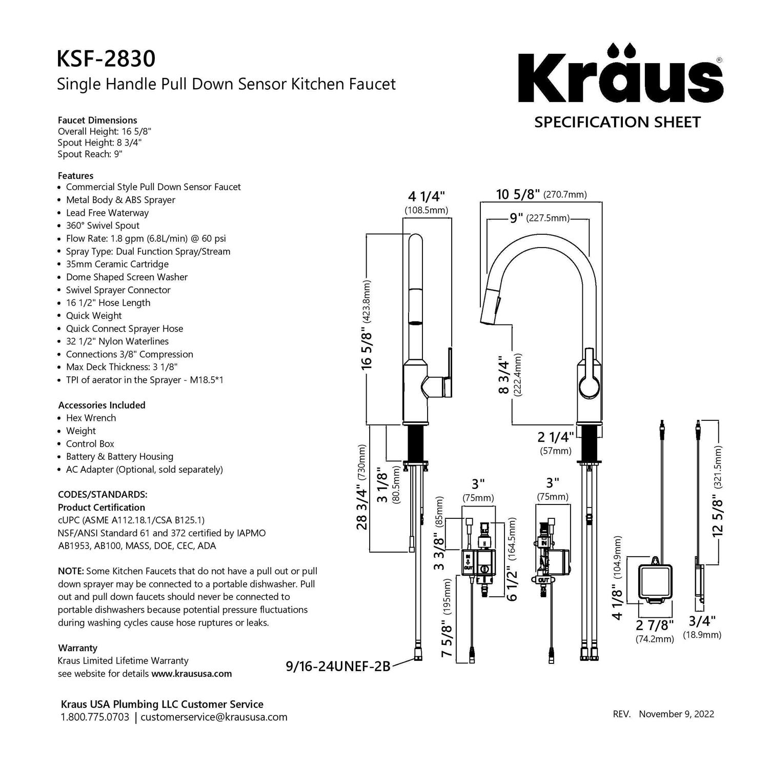 Kraus Oletto Touchless Sensor Pull-Down Single Handle Kitchen Faucet - Image 4