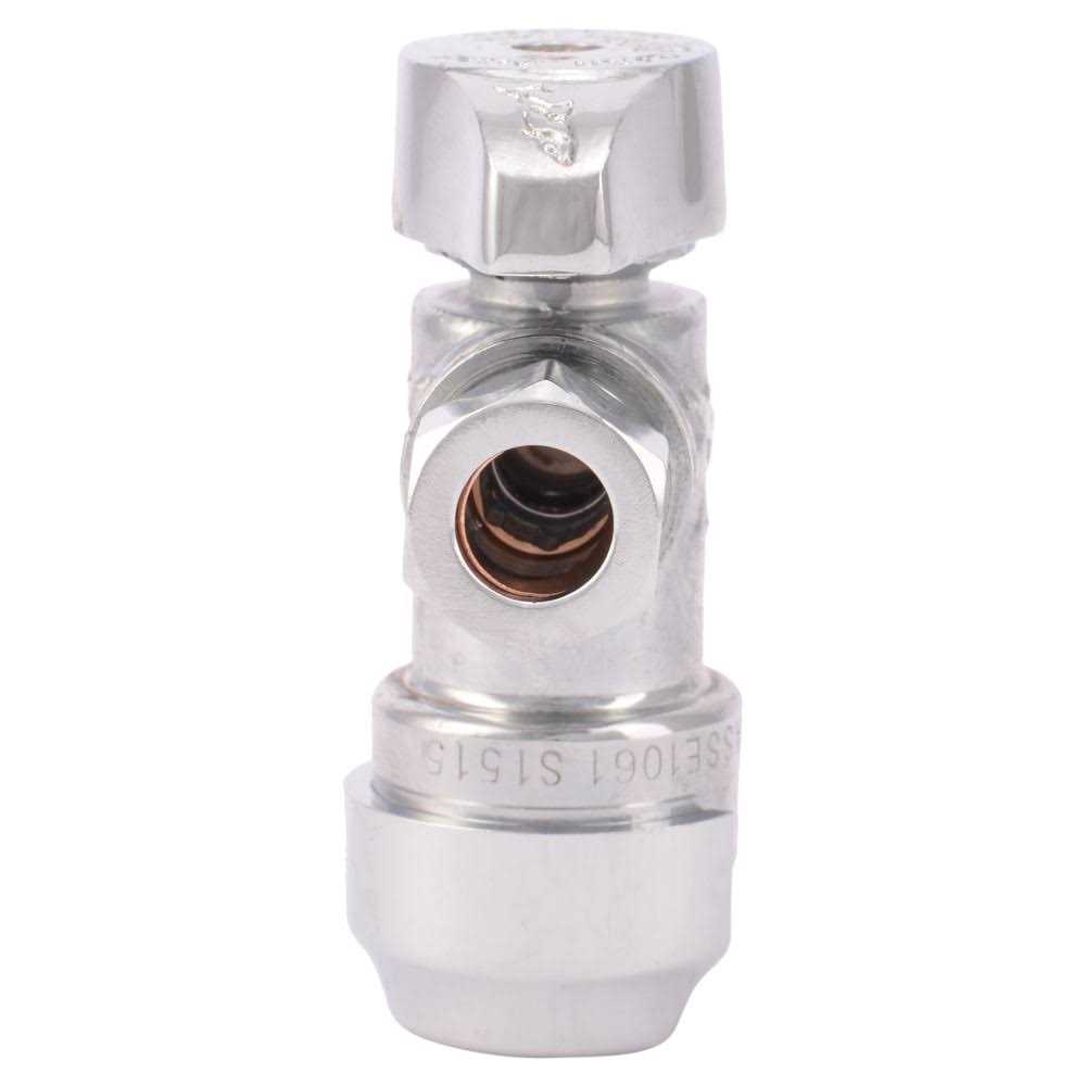 SharkBite 1/2-in Push-to-connect x 3/8-in Od Compression Brass Quarter Turn Stop Angle Valve - Image 3