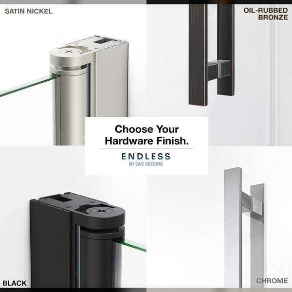 Ove Decors Pasadena 65-13/16 in. W x in. H Alcove Frameless Pivot Shower Door in Chrome with Buttress Panel PA05B0100 - Image 3