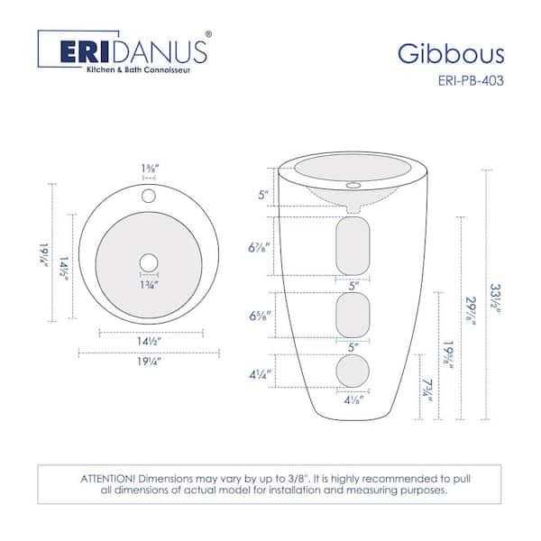 Eridanus Gibbous Vitreous China 33 in. Circular Pedestal Sink with Faucet Hole and Overflow - Image 2
