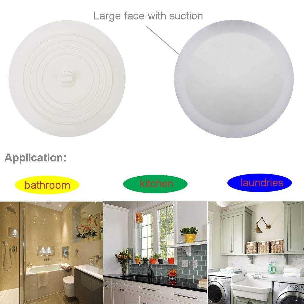V-top Tub Stopper 2 Pack, 6 inches Large Silicone Drain Plug Hair Stopper Flat Suction Cover for Kitchen Bathroom and Laundry - Image 2