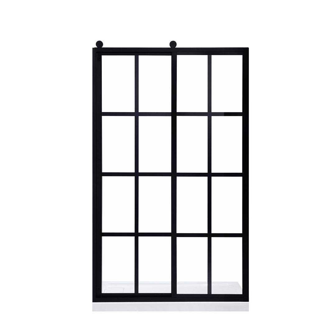 Ove Decors Larissa 48 in. Silk Screen Shower Door in Black 15SGP-LARI48-BLKWM
