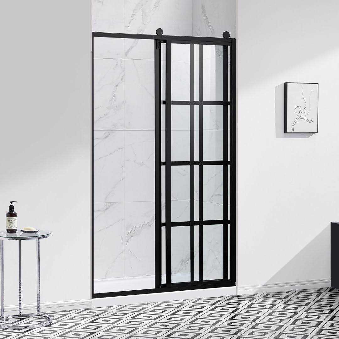 Ove Decors Larissa 48 in. Silk Screen Shower Door in Black 15SGP-LARI48-BLKWM - Image 3