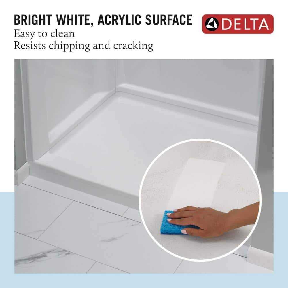 Delta Classic 500 Shower Base Center Drain Gloss White - Image 5