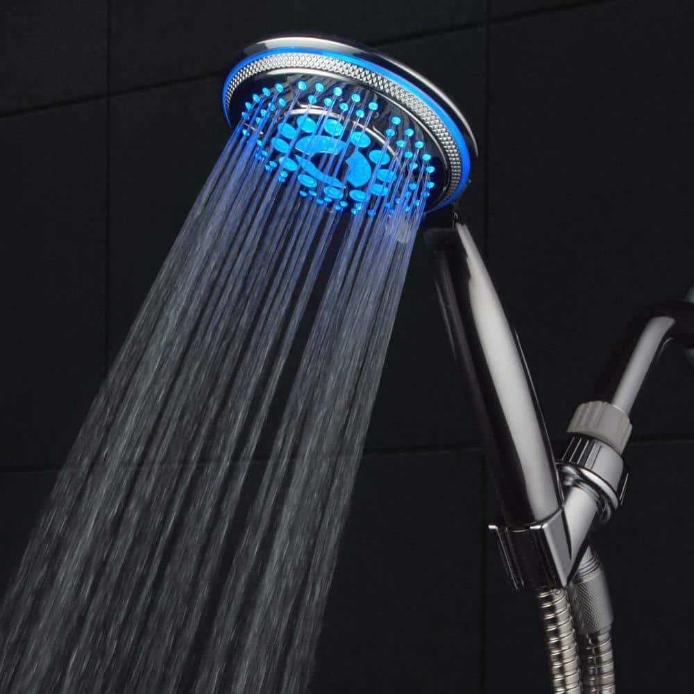 Dreamspa All Chrome Water Temperature Color Changing 5 Setting LED Handheld Shower