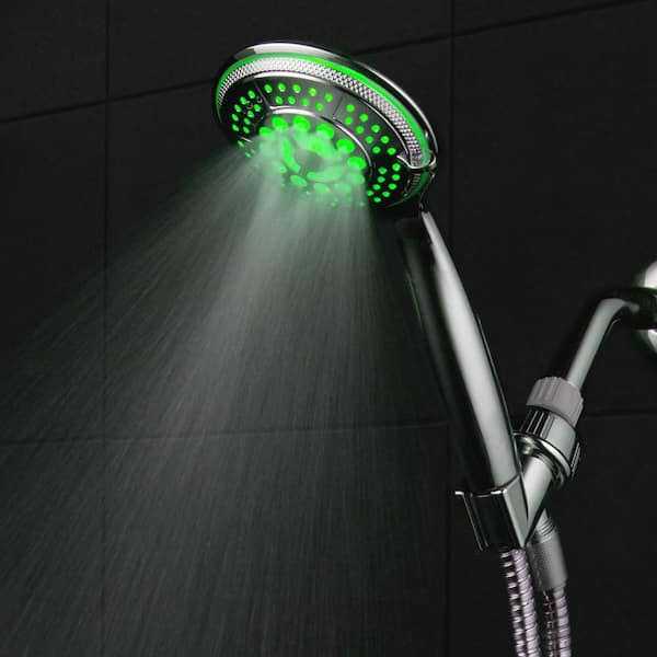Dreamspa All Chrome Water Temperature Color Changing 5 Setting LED Handheld Shower - Image 2