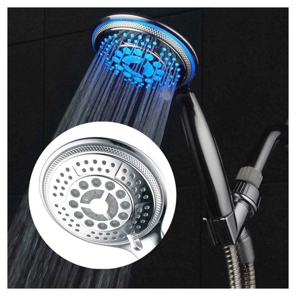 Dreamspa All Chrome Water Temperature Color Changing 5 Setting LED Handheld Shower - Image 4
