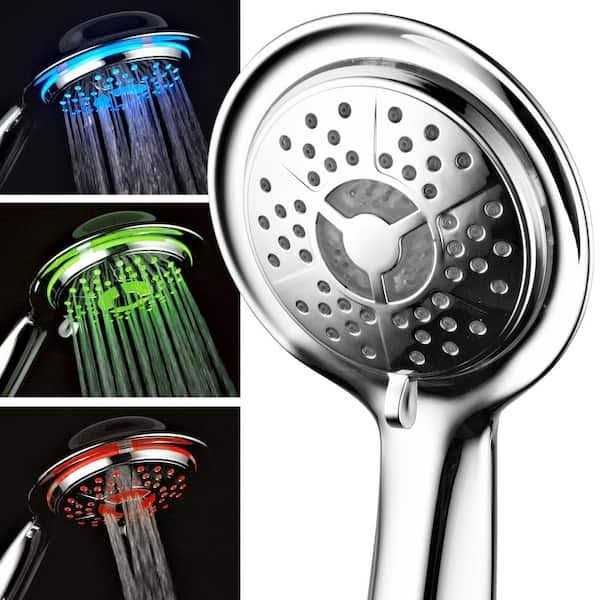 Dreamspa All Chrome Water Temperature Color Changing 5 Setting LED Handheld Shower - Image 5