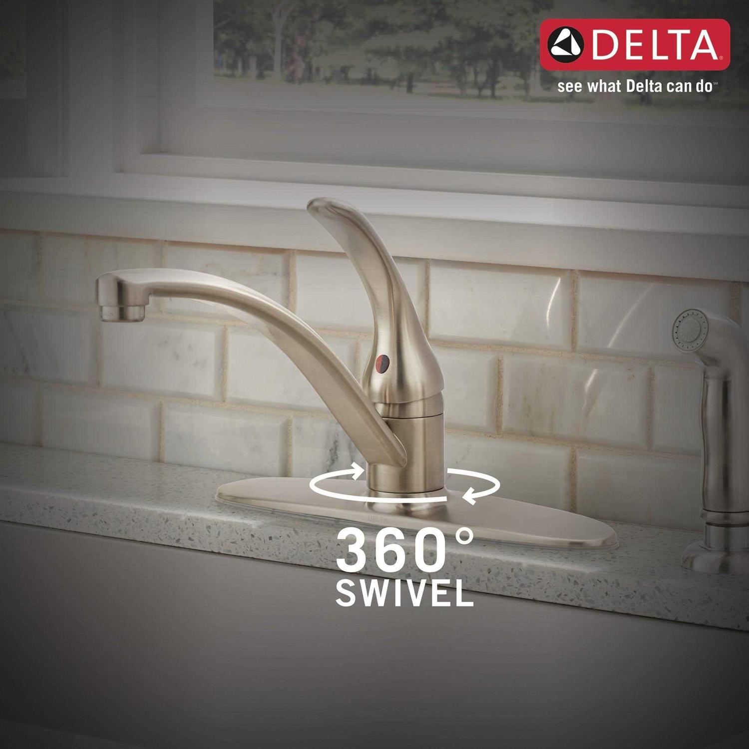 Delta Foundations Single Handle Kitchen Faucet with Spray - Image 2