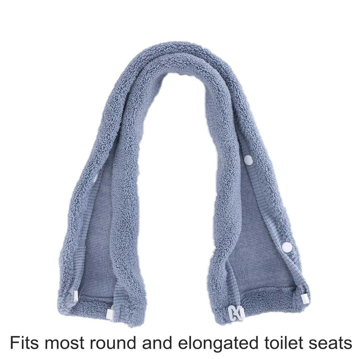 SENOMOR Toilet Seat Cover,Bathroom Soft Thicker Warmer with Snaps Fixed Stretchable Washable Fiber Cloth Toilet Seat Covers Pads Easy Installation& Cleaning - Image 3