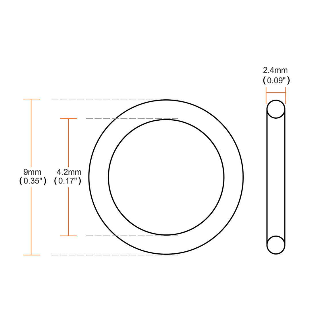Uxcell Silicone O-Rings OD ID 2.4mm Width VMQ Seal Gasket for Compressor Valves Pipe Repair - Image 2