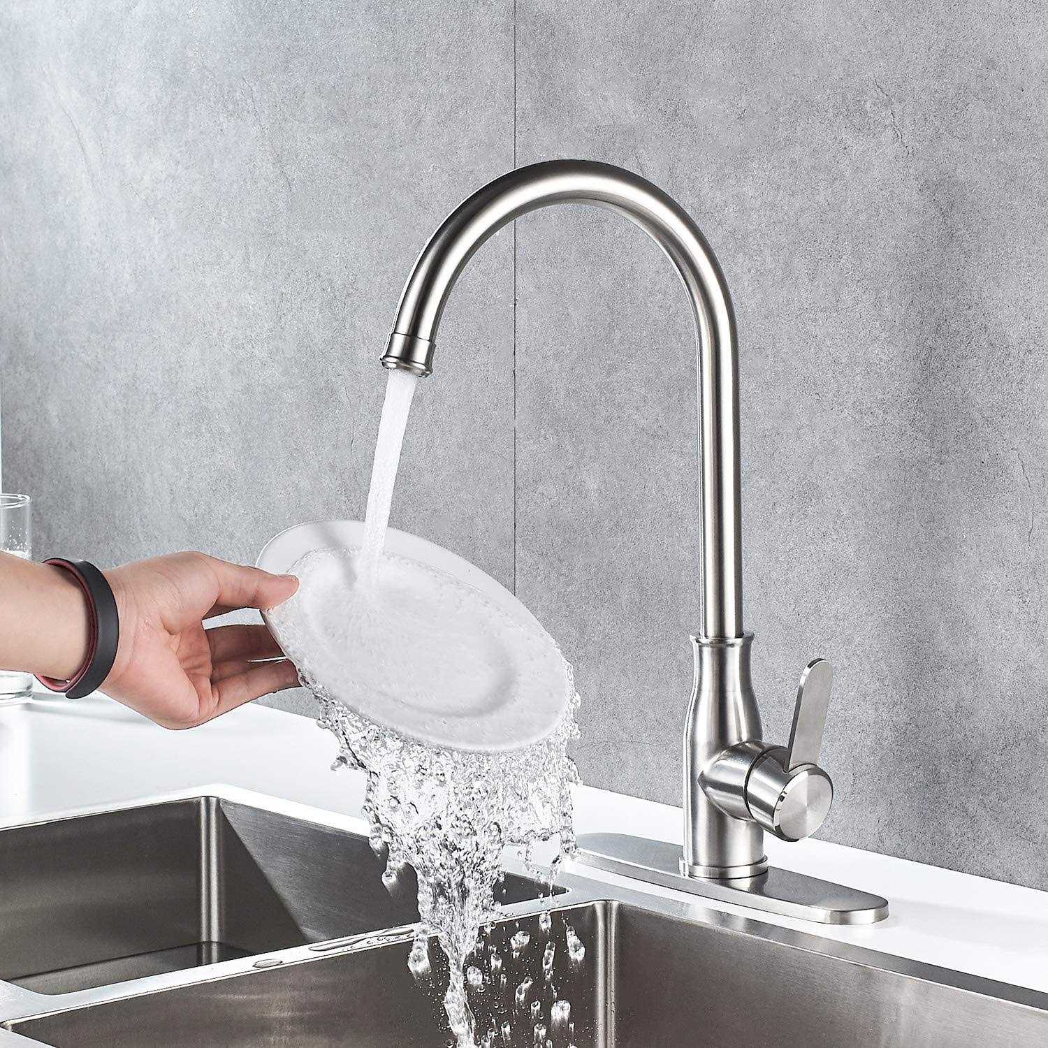 Kohonby Single Handle Kitchen Faucet Stainless Steel Brushed NickelModern High Arc Kitchen Sink Faucet - Image 2