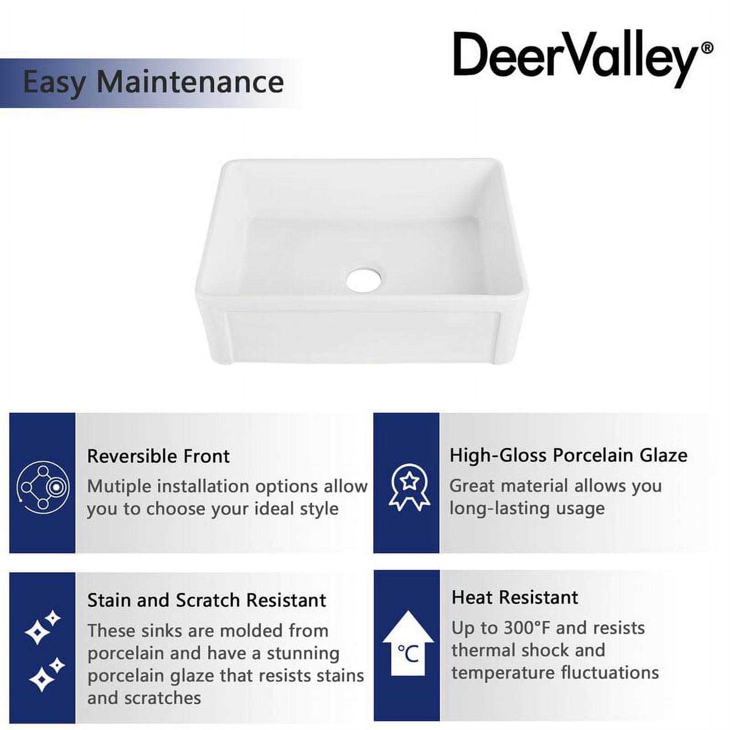 DeerValley Large Capacity Undermount Farmhouse Ceramic Kitchen Sink DV-1K016 - Image 3