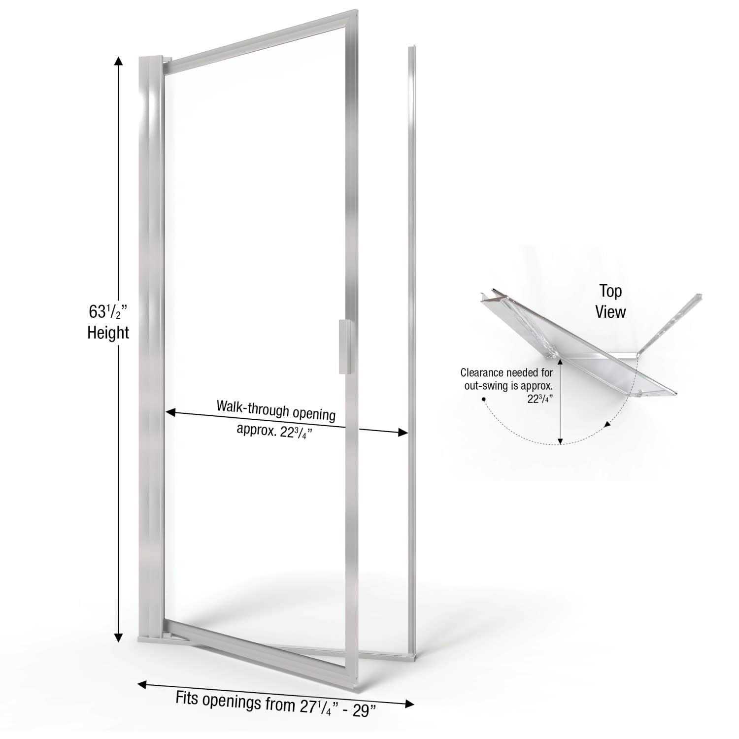 Basco Sopora 29'' x 63.5'' Pivot Framed Shower Door - Image 5