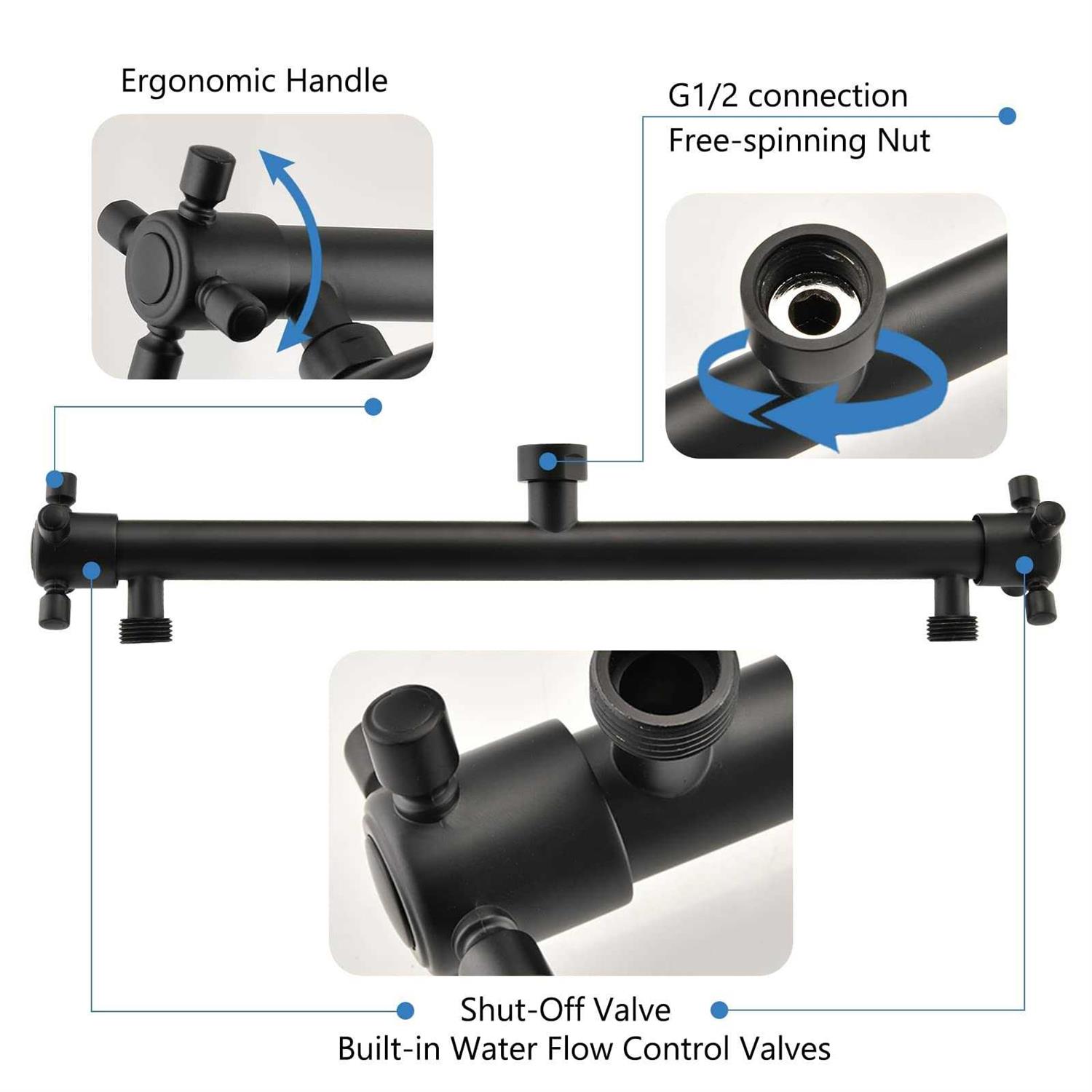 Proox Double Shower Head with Built-in Valve, High Pressure 6 Setting Dual Shower Head Design for Couple on Walk-in Bathroom or Single on Bathtub - Image 5