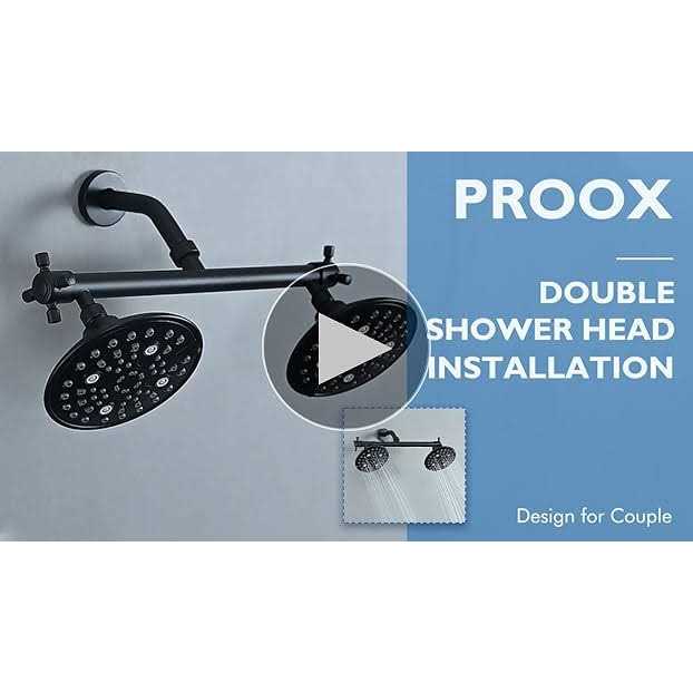 Proox Double Shower Head with Built-in Valve, High Pressure 6 Setting Dual Shower Head Design for Couple on Walk-in Bathroom or Single on Bathtub - Image 3